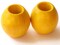 2 36mm Yellow Wood Oval Large Hole Beads Vintage Wooden Barrel Beads Chunky Macrame Beads